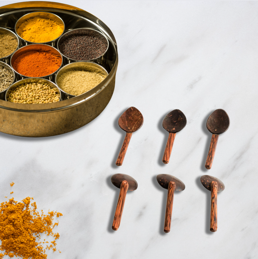 COCONUT SHELL MASALA SPOON (SET OF 6) (prepaid only)