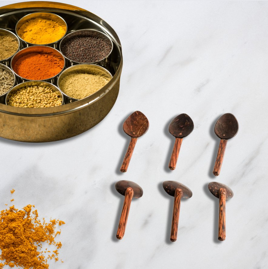 COCONUT SHELL MASALA SPOON (SET OF 6)