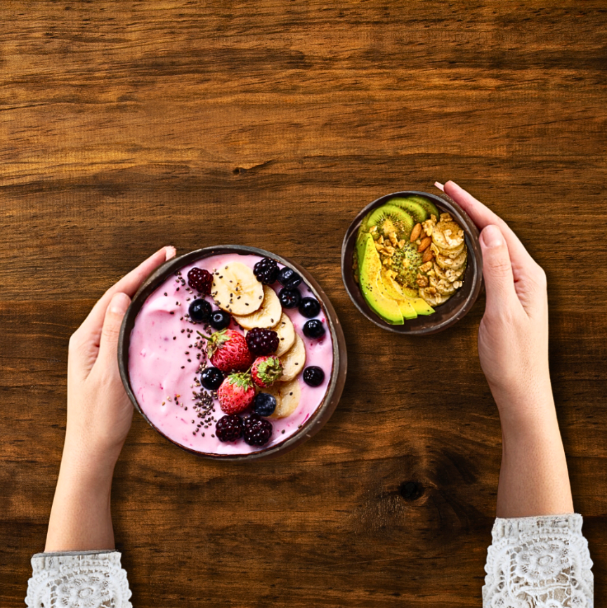 FOREST MOSAIC - JUMBO SIZE COCONUT BOWL WITH 1 SPOON & 1 FORK (900ml) (prepaid only)