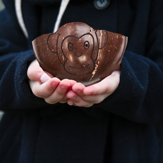 COCONUT SHELL ANIMAL BOWL - MONKEY (prepaid only)